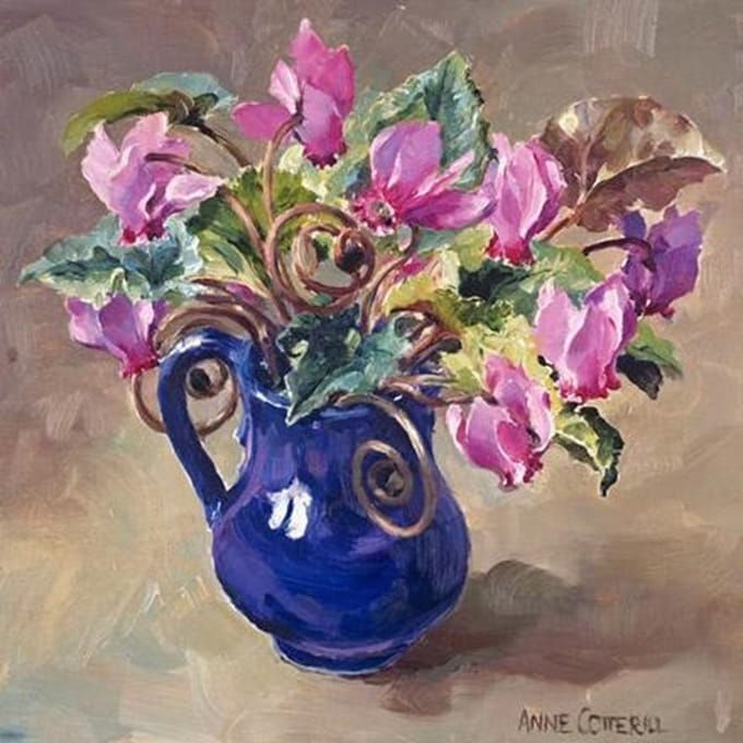 Dubbele kaart met env. Roze Cyclamen 12x12cm