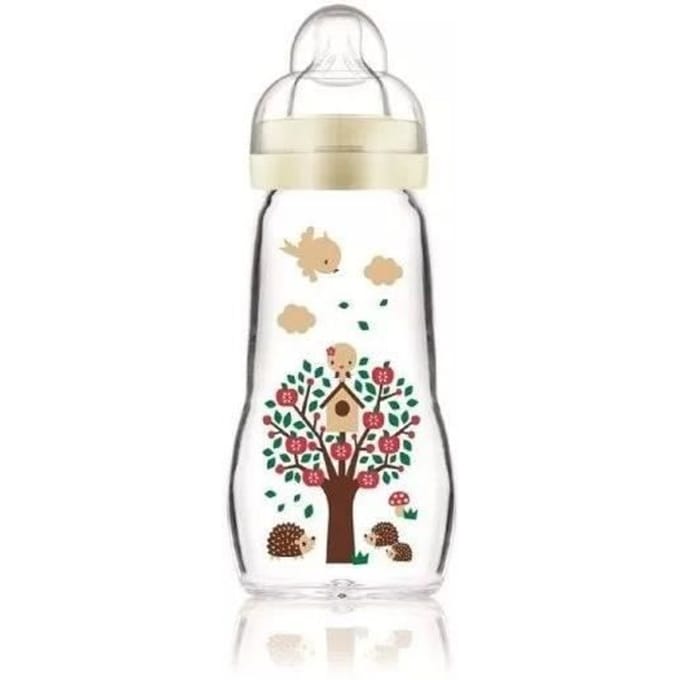 Biberon en verre MAM Hérisson Blanc 260ml - 0 a 6 mois - Tétine Débit 2