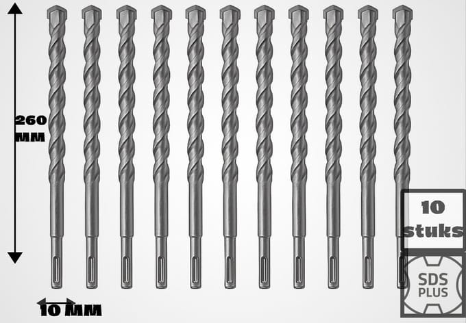 10 stuks 10X260 MM betonboor