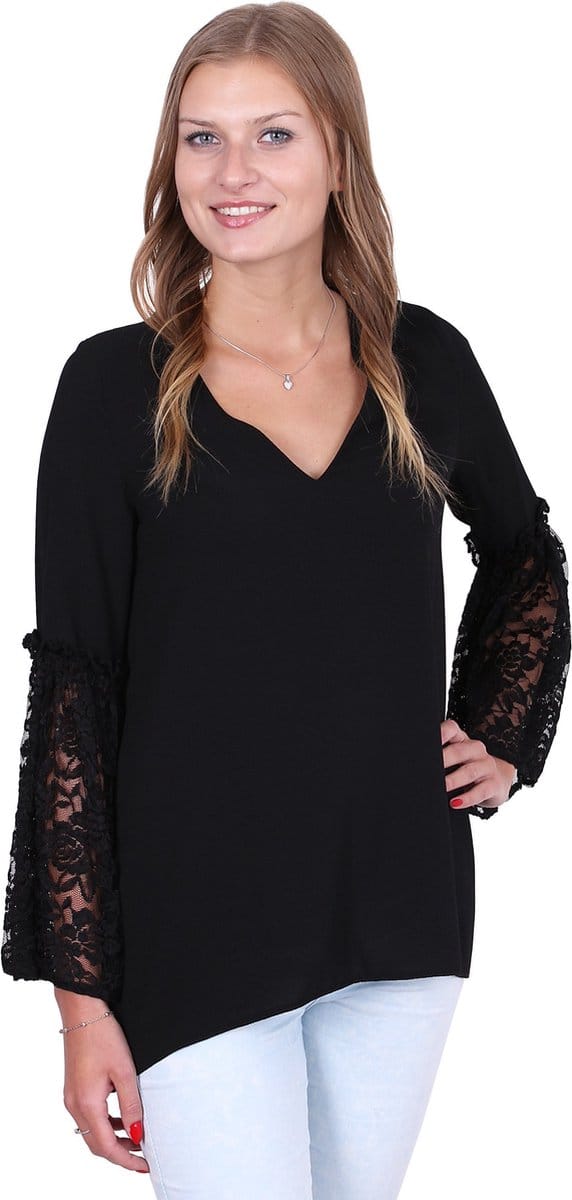 John Zack Zwarte blouse met ruches