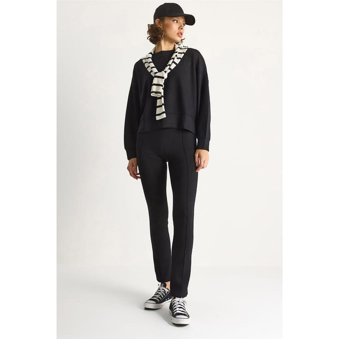 Aangesloten Lange Mouw Crewneck Twee-Delige Set