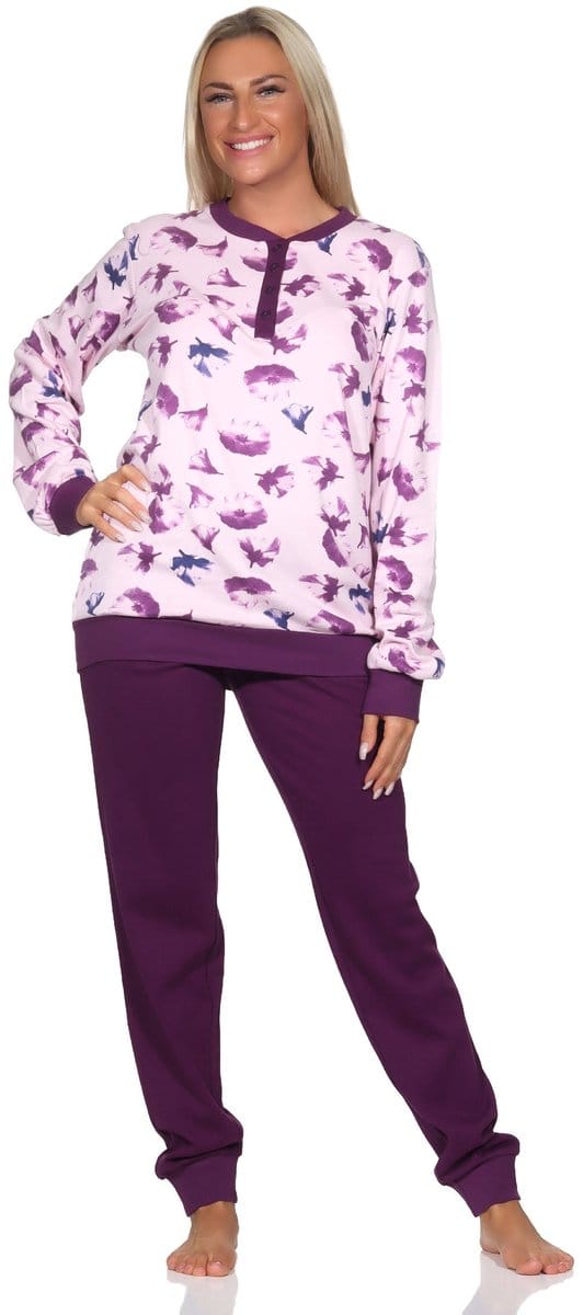 Normann damespyjama met lange interlock met manchetten in elegante look - ook in oversize