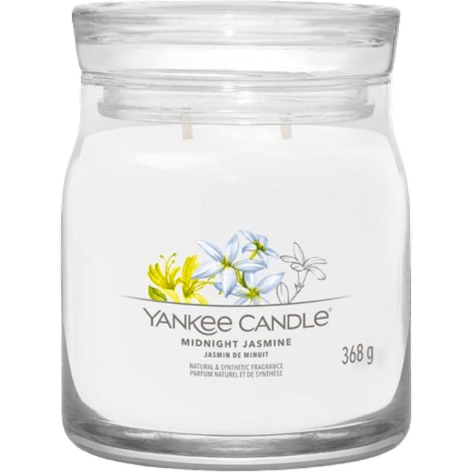 Yankee Candle - Midnight Jasmine Medium Geurkaars - 50 branduren - 2 lonten