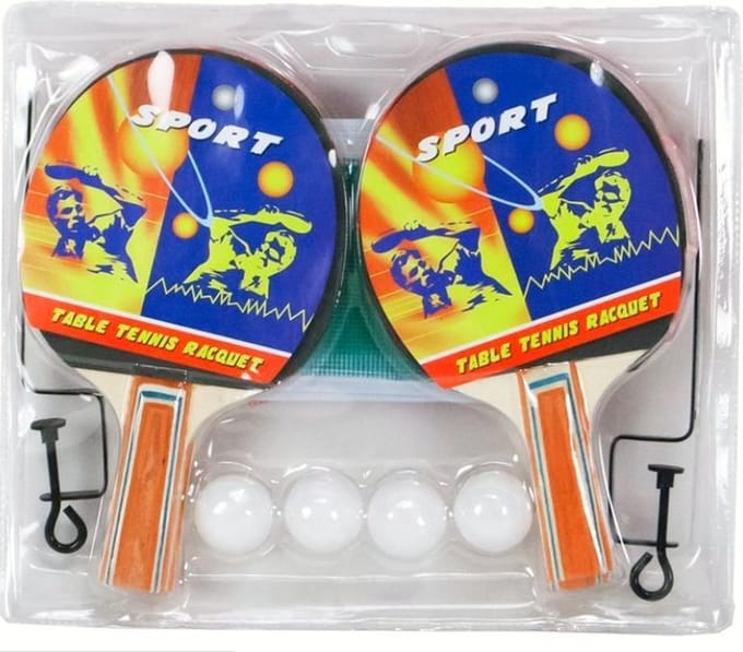 Tafeltennisset 4 ballen, 4 batjes en een net
