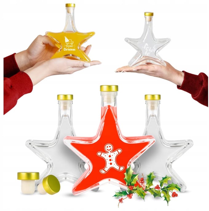 Bimberek - Decoratieve Fles - Stervorm - 200ml - Kerstontwerp