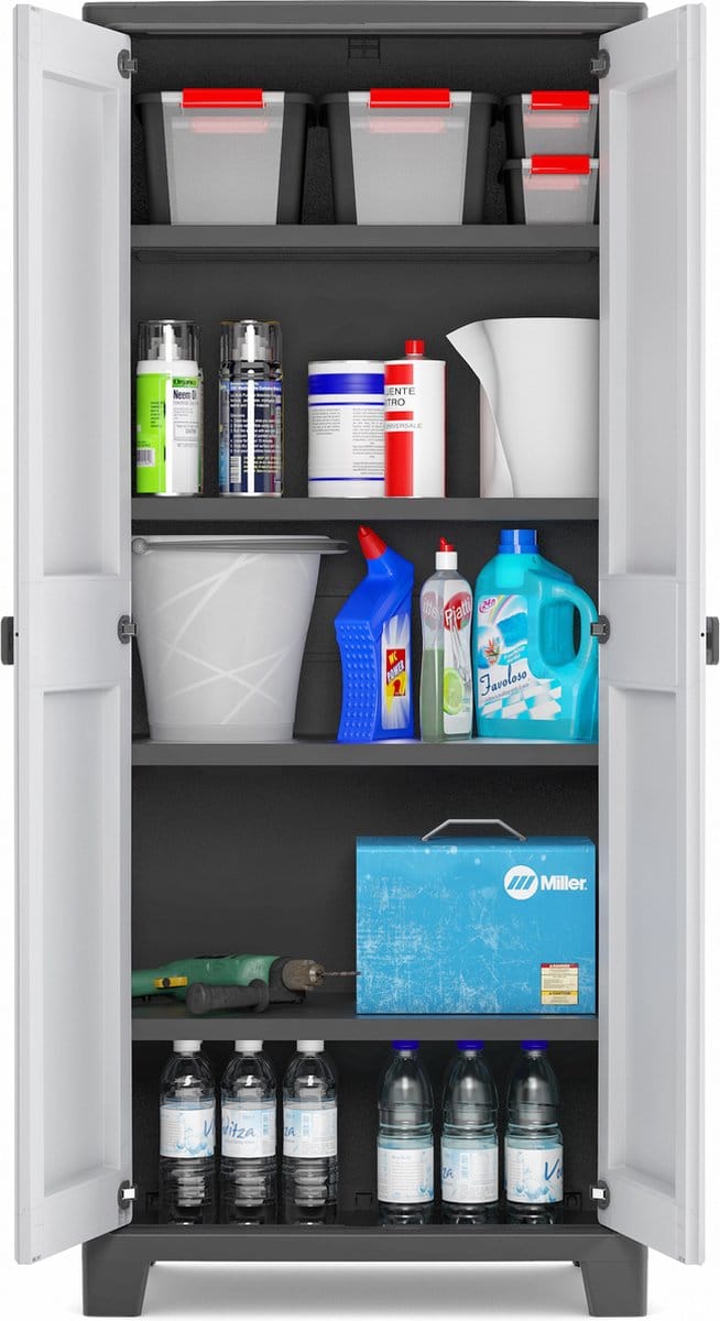 Keter Titan Hoge Kast - 4 Planken - 80x44x182cm – Zwart/Grijs