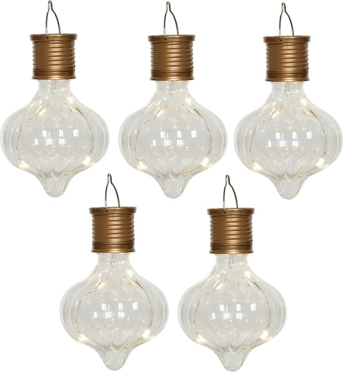 Lumineo solar hanglamp LED - 5x - Marrakech - kunststof - D8 x H12 cm