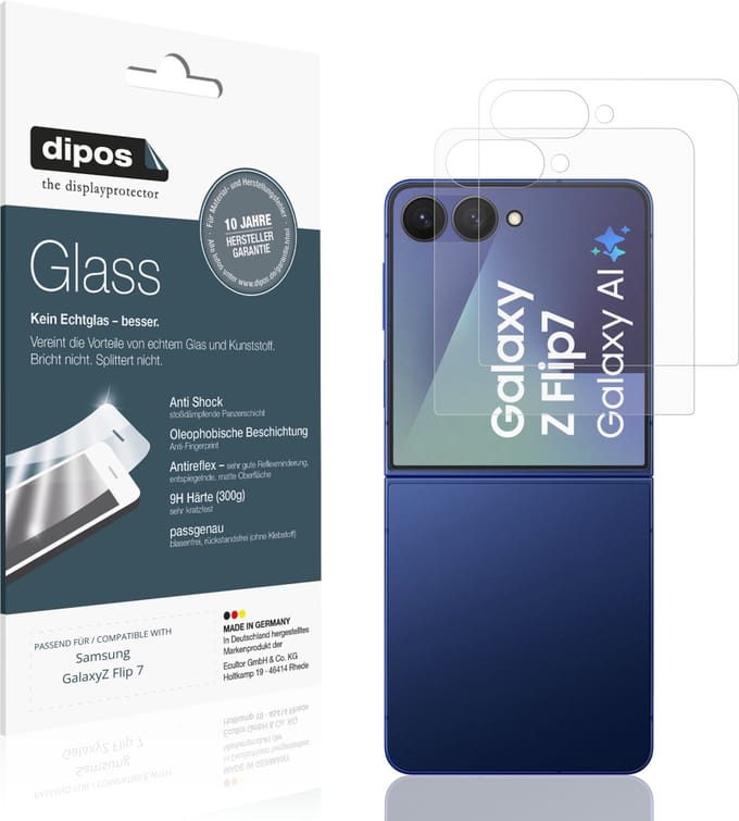 dipos – 2x Matte Pantserfolie geschikt voor Samsung GalaxyZ Flip 7 | 9H Screenprotector
