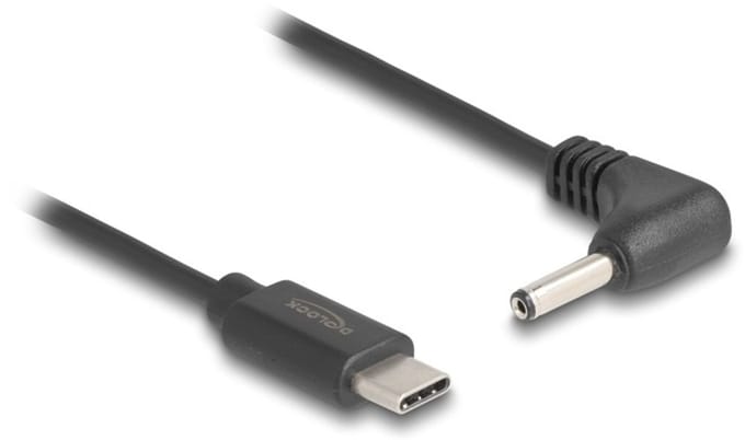 USB-C - DC plug haaks kabel | 3,5 x 1,35mm | max. 5V/1A (5W) | zwart | 1,5 meter