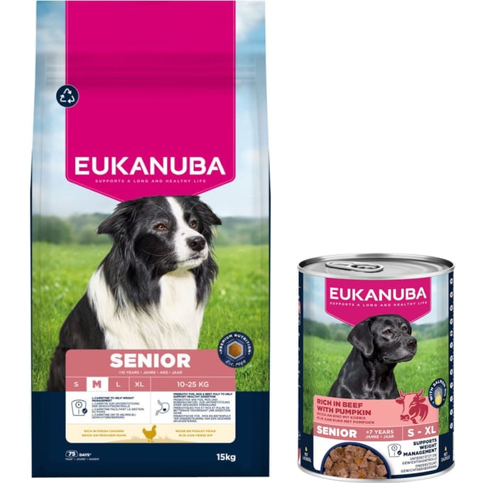 2x15kg Eukanuba Premium Nutrition Senior Medium Breed Kip Hondenvoer droog