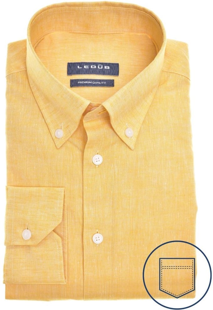 Ledûb modern fit linnen geel