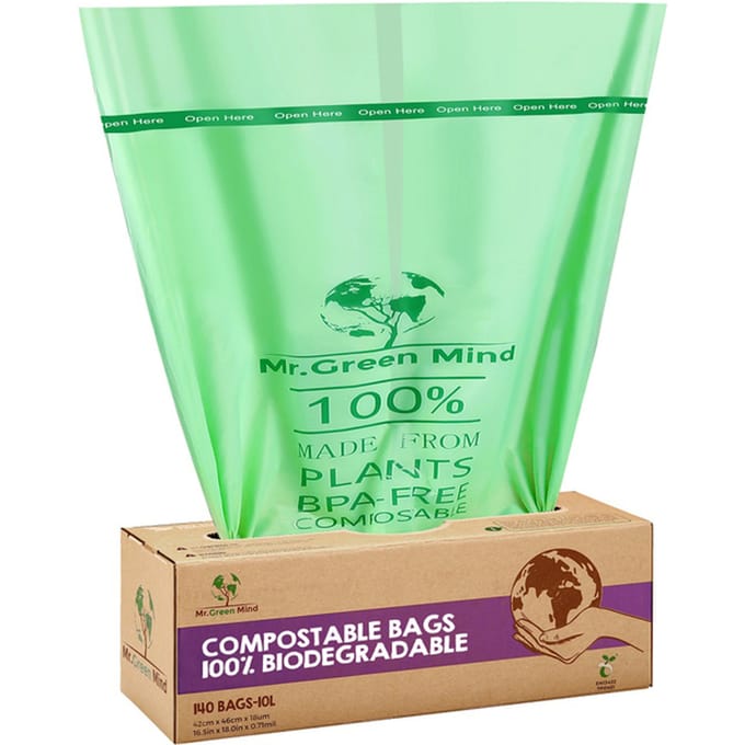 Afvalzak bio Mr.Green Mind 43x46cm 10 liter dispenser 140 stuks