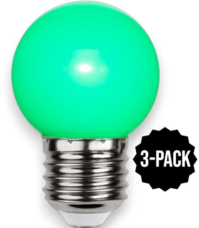 3-Pack | Prikkabel - Kogellamp - E27 - 1W - Groen