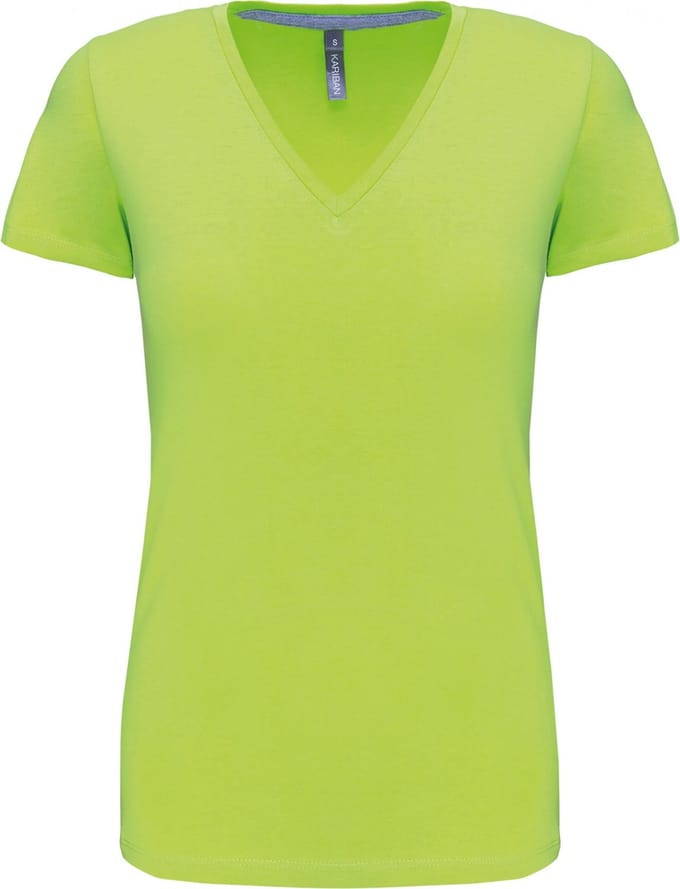 Kariban Dames T-shirt V-hals Korte Mouwen K381 - Lime - S