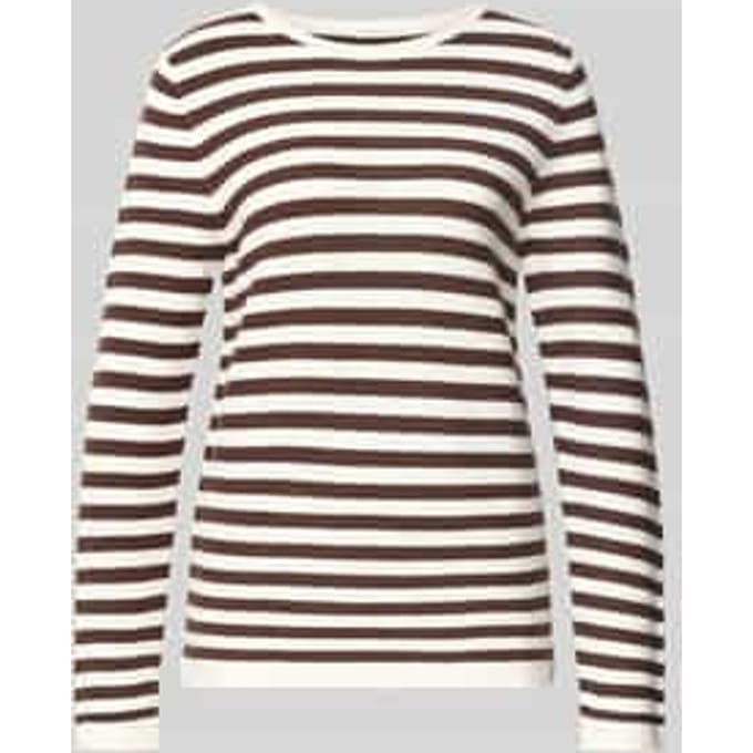 Tom Tailor - Gebreide trui van katoen - Maat L - java brown stripe