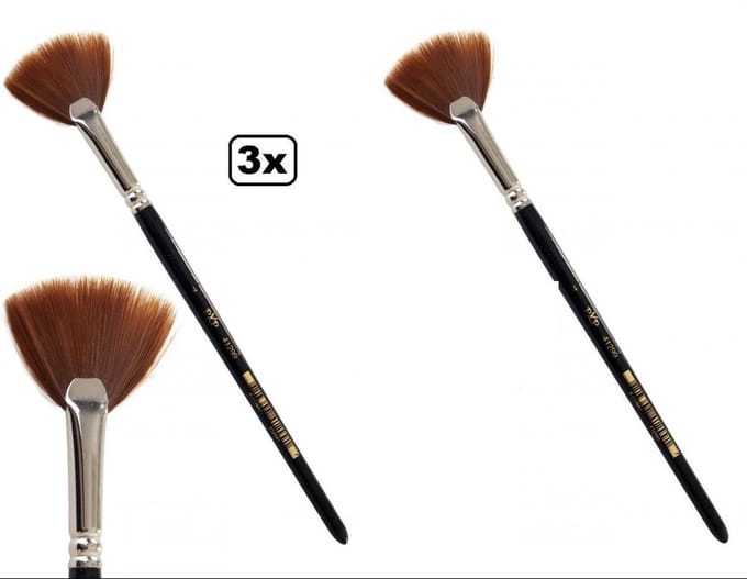 3x Waaier penseel mt 4
