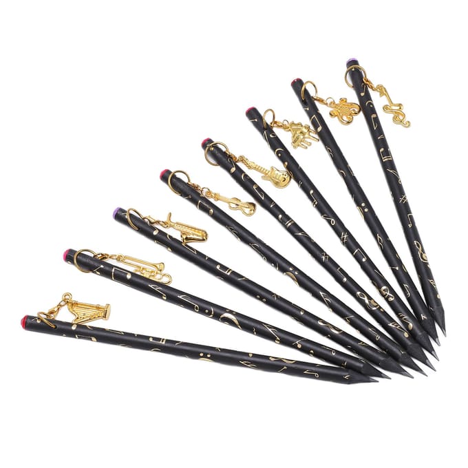 8 Pièces Crayon Musical Notes Set Kit de Papeterie avec Pendentif pour Peinture Écriture black