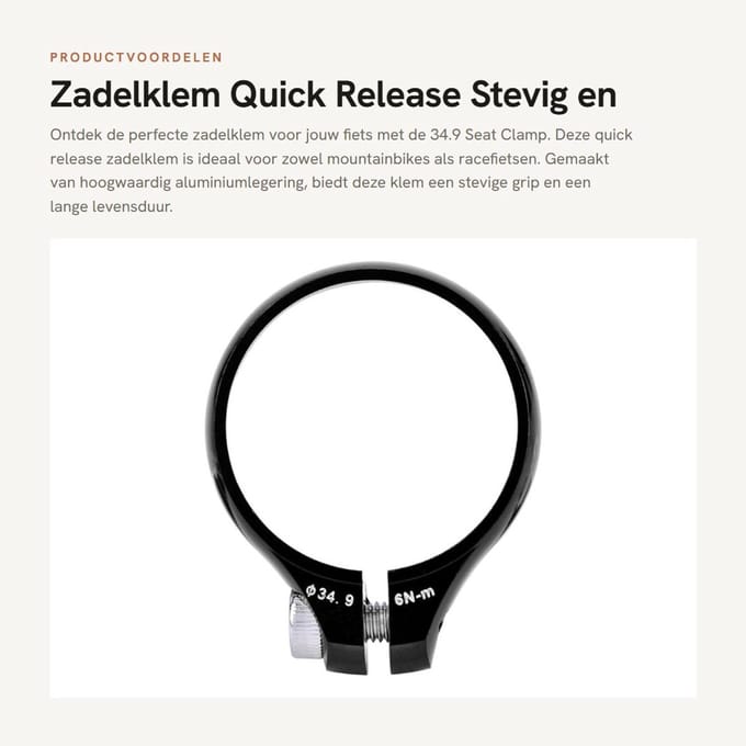 Dailygoods- Zadelklem Aluminium Legering - Snelsluiting - Zadelstrop
