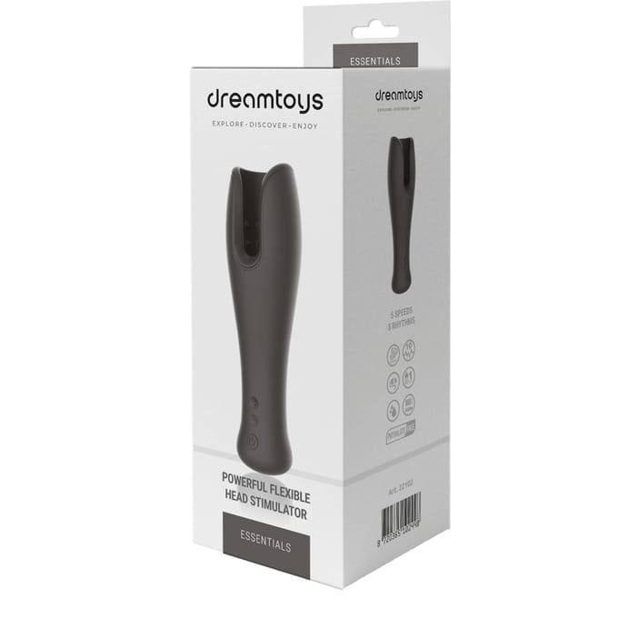 Dreamtoys Essentials krachtig flexibel Head stimulator Masturbator - Zwart