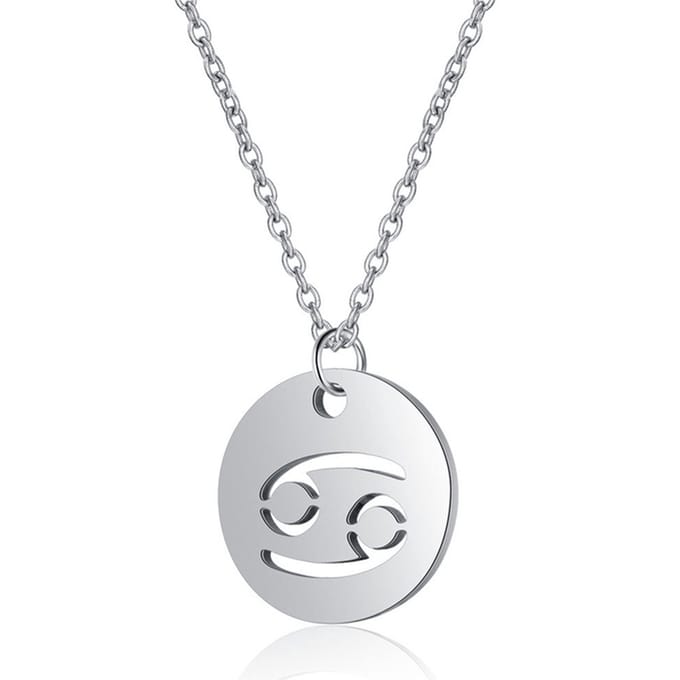 Sterrenbeeld Kreeft Dames Ketting Zilverkleurig Ronde Hanger