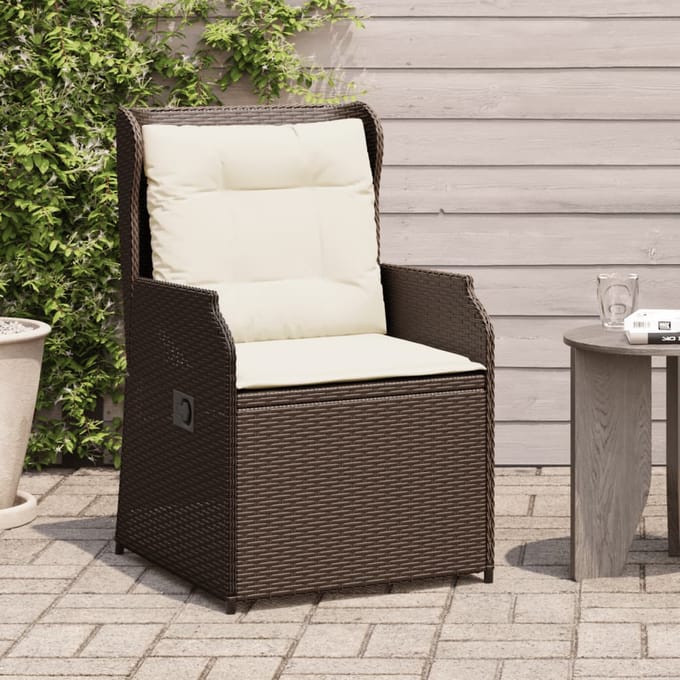 vidaXL - Tuinstoelen - 2 - st - verstelbaar - met - kussens - poly - rattan - bruin