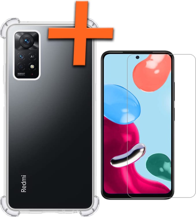 Hoes - Met Screenprotector - Geschikt voor Xiaomi Redmi Note 11s - Sterk & Shockproof - Siliconen Case - Back Cover - Telefoon Hoes - Shock Proof - Transparant