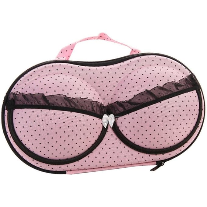 Boîte de rangement de lingerie portable étanche pour sous-vêtements et soutiens-gorge pour femmes rose
