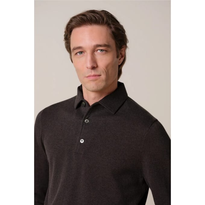 Profuomo Ppxj30003e polo one piece long sleeve dark brown