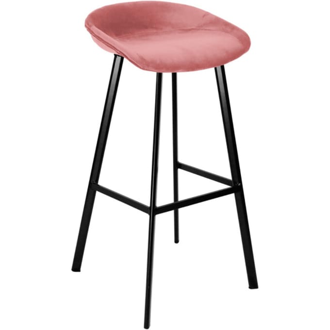 KICK® FINN Barkruk Roze– Zithoogte 70 cm – Velvet – Stalen Frame