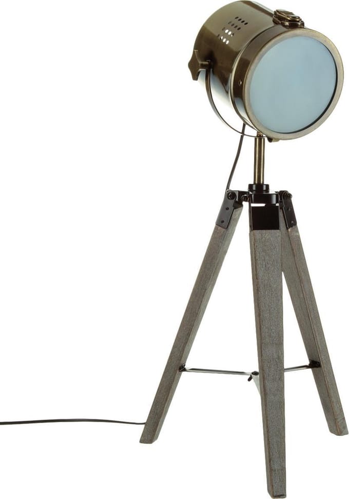 Atmosphera Tafellamp Thor - metaal/hout - brons - H68 cm - Leeslamp - Designlamp - Statief lamp