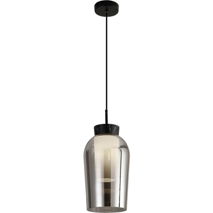 Mantra Iluminación Hanglamp Nora, 1-lamp, zwart, chroom, glas