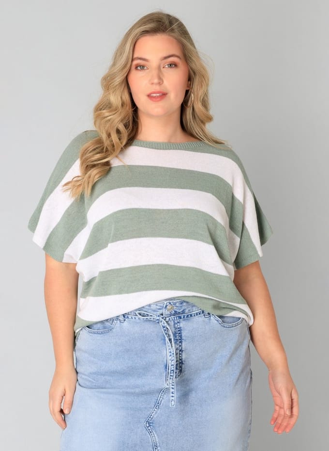 YEST CURVE Willemijne Tops - White/Slate Green - maat X-0(44)