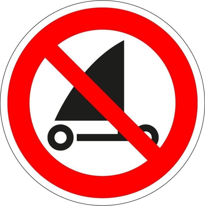 Verboden te strandzeilen sticker - ISO 7010 - P067 200 mm
