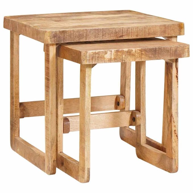 vidaXL - Nesttafels - 2 - st - Bruin - 46 - x - 46 - x - 45 - cm - Massief - Mango - Hout