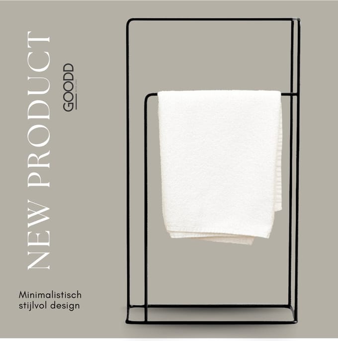 GOODD® - Handdoekrek - Handdoekhouder - Vrijstaand - Zwart - Rvs