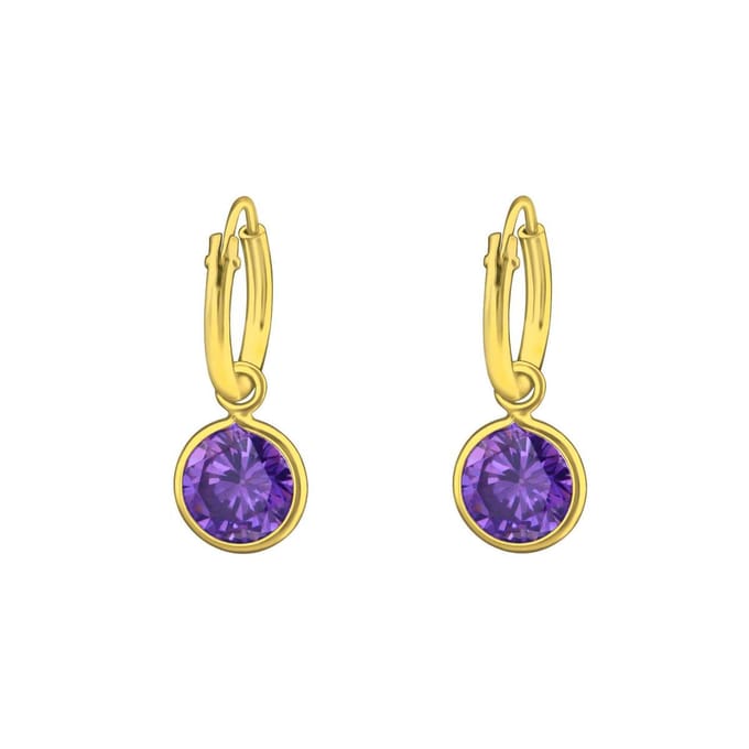 Montebello Oorbellen Aster Amethist - 925 Zilver Verguld - ∅6mm