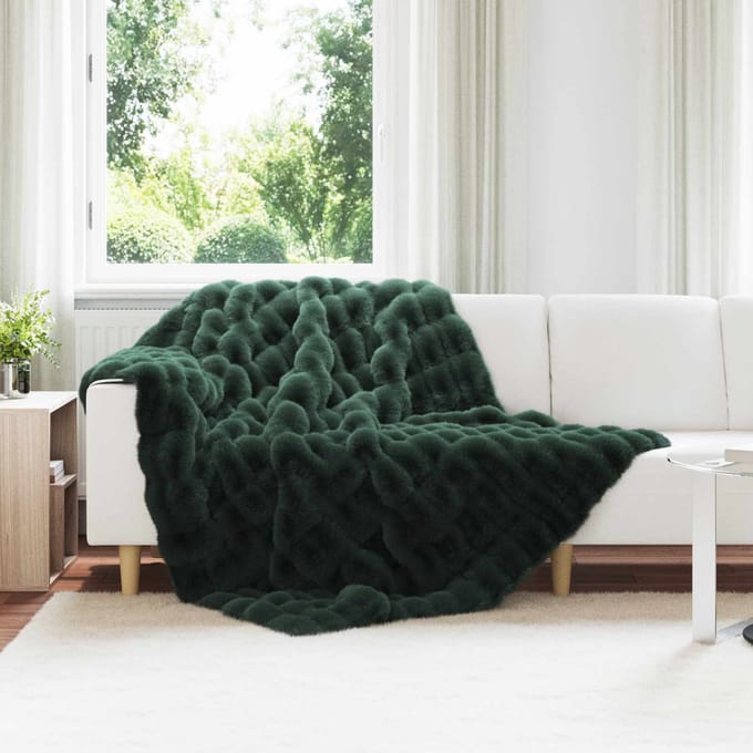 vidaXL - Antislip - deken - van - imitatie - konijnenbont - Olite - 4 - st - Donkergroen