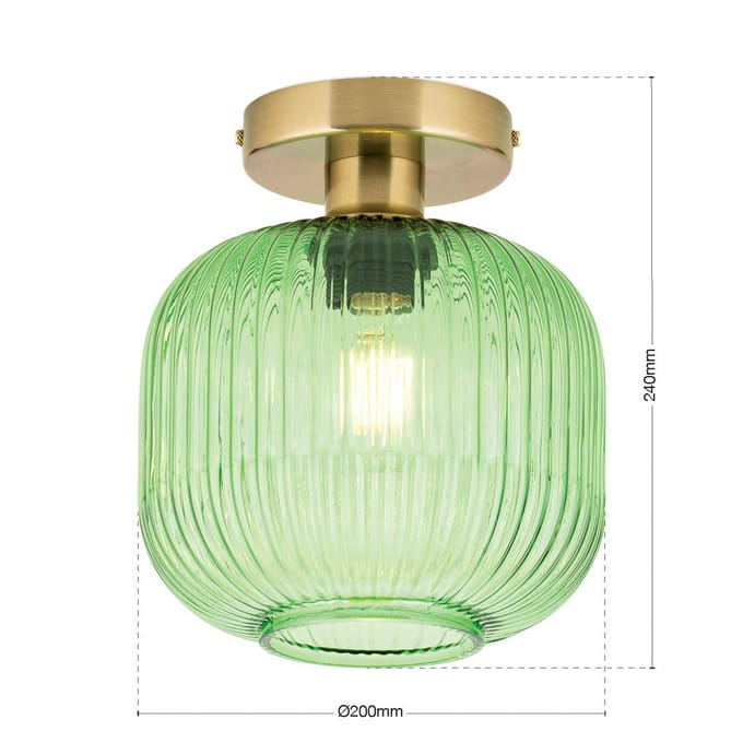 ORION Plafondlamp Carneval, groen, Ø 20 cm, glas, E27