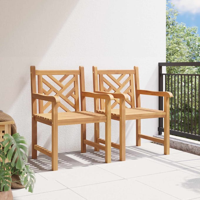 vidaXL Tuinstoel 2 pcs 60 x 58 x 90 cm Massief Teakhout