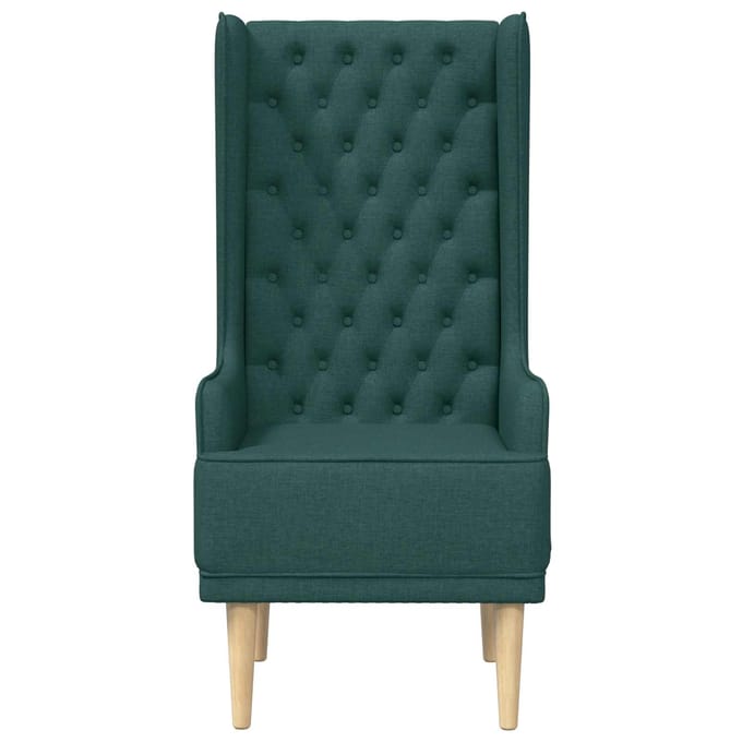 vidaXL - Gecapitonneerde - stoel - met - hoge - rugleuning - Donkergroen - Stof