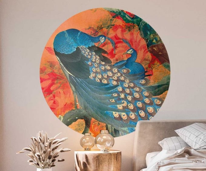 Behangcirkel 80cm Peacocks - Wallz
