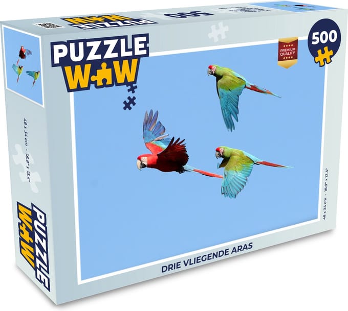 Puzzel Drie vliegende aras - Legpuzzel - Puzzel 500 stukjes