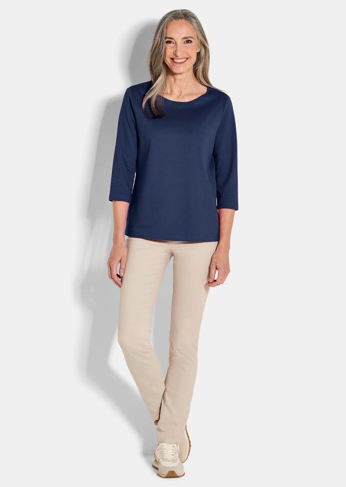 Basic shirt van interlock-jersey - marine - Gr. 42 van Goldner Fashion