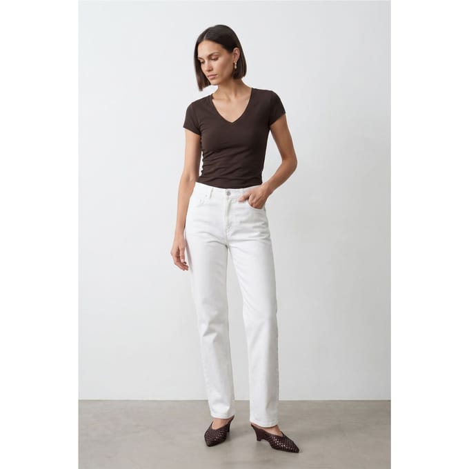 Slim Fit V-hals Jersey Blouse