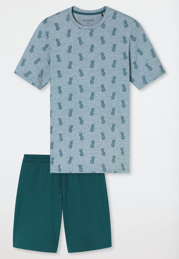 Korte pyjama met ananasmotief, groen - 95/5 52