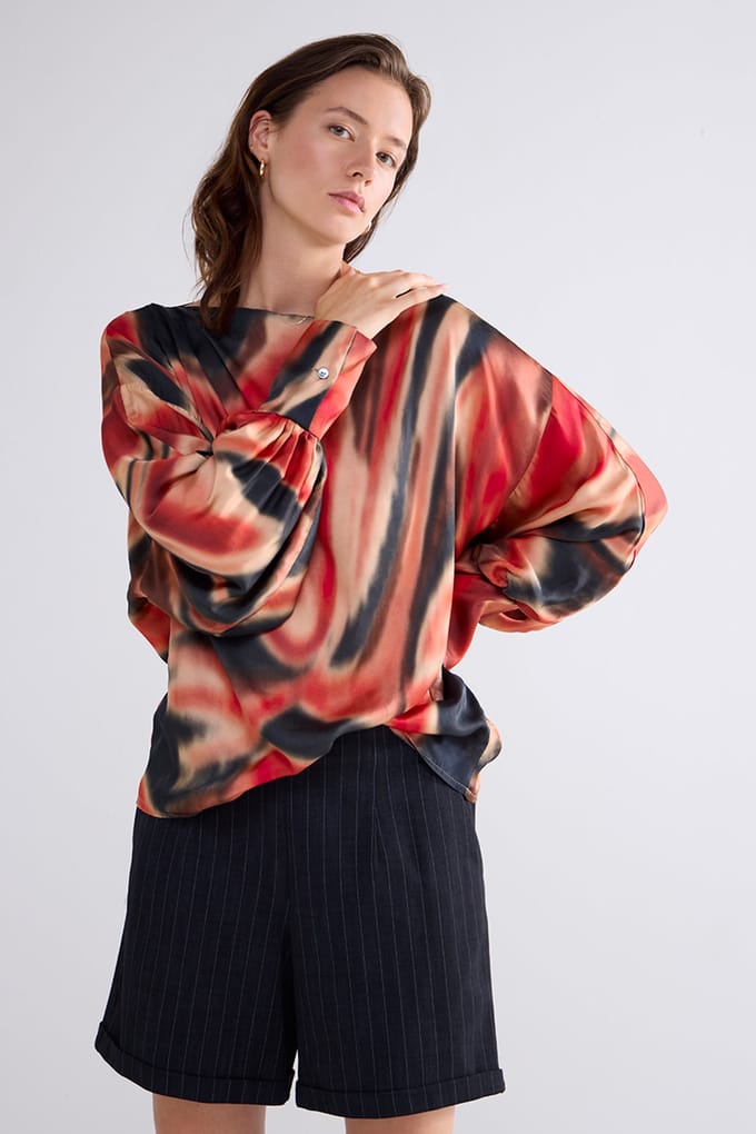 Summum Woman Top Batsleeves Blury Print Multicolour Größe: 36 | Blusen Outlet | Damen