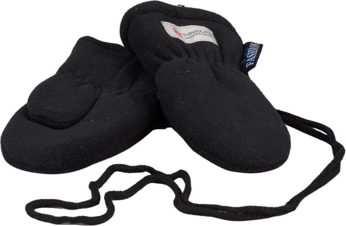 P&T Wanten Kinderen met Touwtje - Fleece - Thinsulate Voering - Zwart - 2j