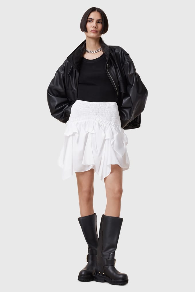 AllSaints Palmer Skirt Chalk White Größe: 2 | Miniröcke Outlet | Damen | Weiß