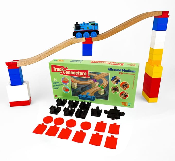 Allround Medium - 20 Brio Duplo Adapters - Treinbaanonderdelen - Houten Treinbaan