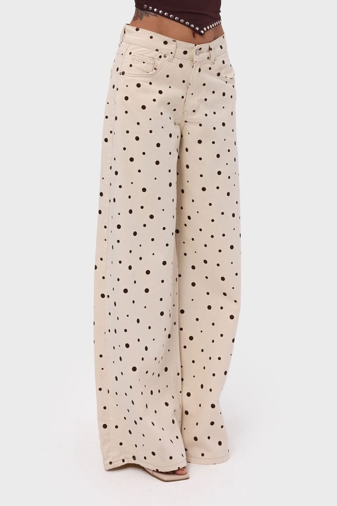It's Basic - POLKA PALAZZO MID RISE JEANS